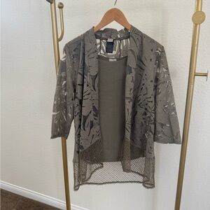 Chico's Olive Sheer Cardigan and tank